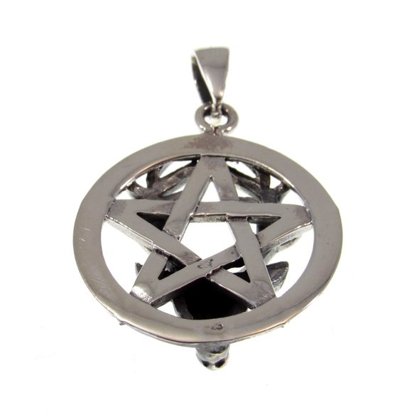 Solid 925 Sterling Silver Reindeer Pentacle Pagan Pentagram Pendant - Picture 5 of 5